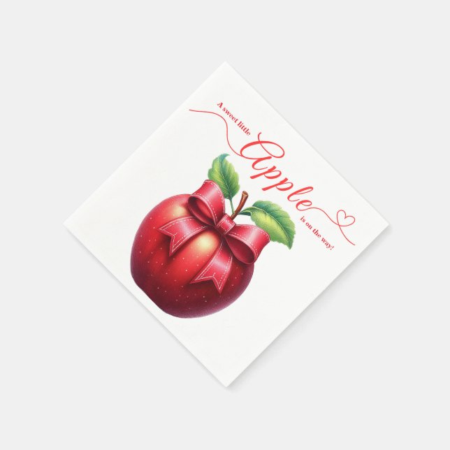 A Little Apple Is On The Way | Fall Baby Shower  Napkin (Corner)