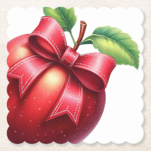 A Little Apple Is On The Way Fall Baby Shower Paper Coaster
