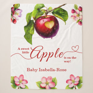 A Little Apple Is On The Way Fall Baby Shower Sherpa Blanket