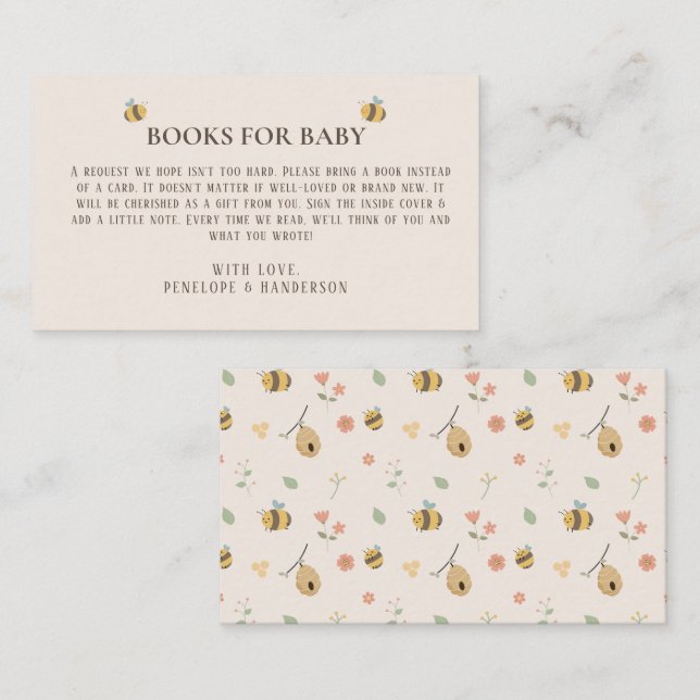 A little babee is on the way, bee baby shower  enclosure card (Front/Back)