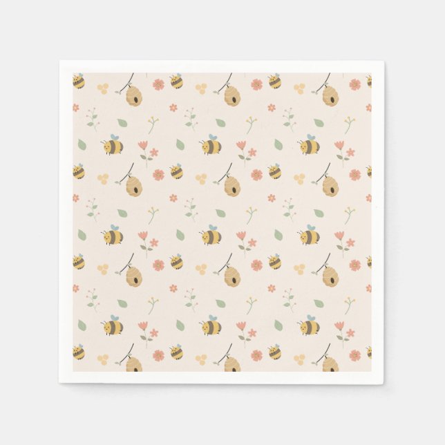 A little babee is on the way, bee baby shower  napkin (Front)