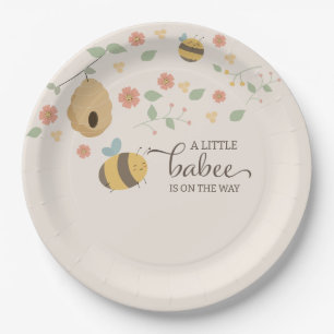 A little babee is on the way, bee baby shower paper plate