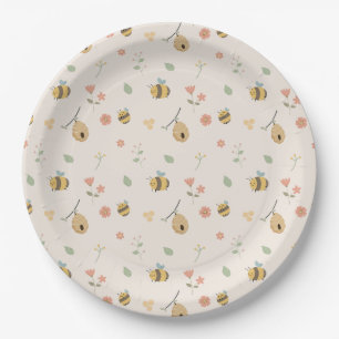 A little babee is on the way, bee baby shower  paper plate