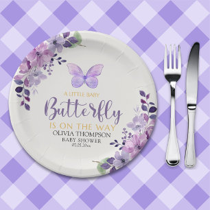 A Little Baby Butterfly is on The Way Baby shower Paper Plate