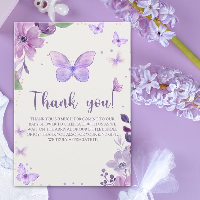 A Little Baby Butterfly is on The Way Baby shower Thank You Card (Creator Uploaded)
