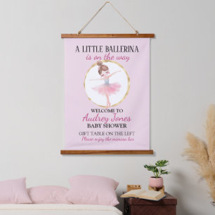 A Little Ballerina Is On The Way Baby Shower Hanging Tapestry