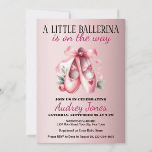 A Little Ballerina Is On The Way Baby Shower Invitation