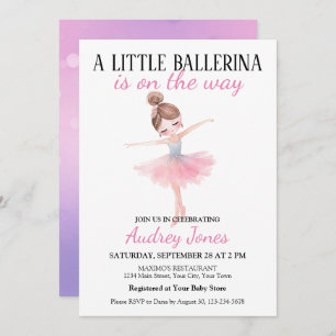 A Little Ballerina Is On The Way Baby Shower Invitation