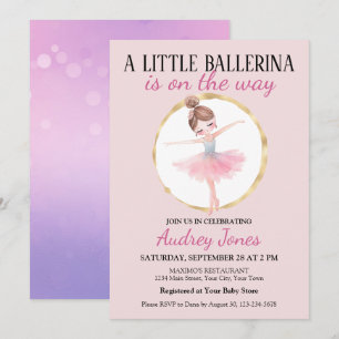 A Little Ballerina Is On The Way Baby Shower Invitation
