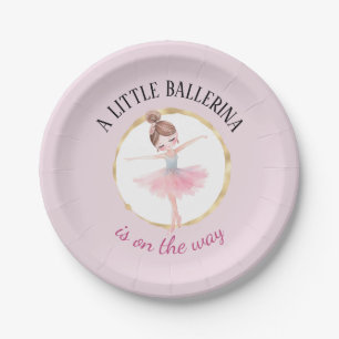 A Little Ballerina Is On The Way Baby Shower Paper Plate