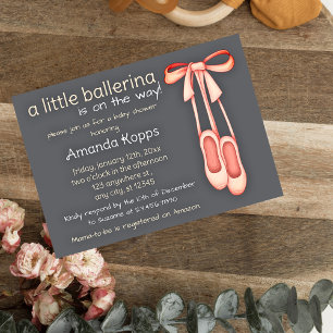 A little ballerina on the way pink ballet slippers invitation