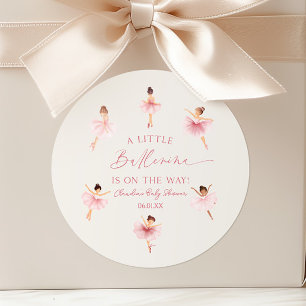 A Little Ballerina Pink Ballet Baby Shower Classic Round Sticker