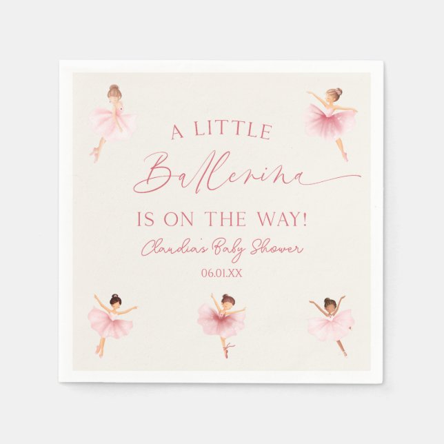 A Little Ballerina Pink Ballet Baby Shower Napkin (Front)