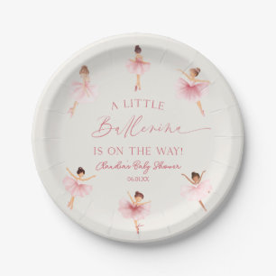 A Little Ballerina Pink Ballet Baby Shower Paper Plate