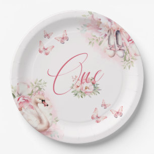A Little Ballerina Swan Lake First Birthday Paper Plate