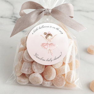 A Little Ballerina Watercolor Girl Baby Shower Classic Round Sticker