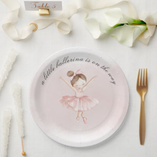 A Little Ballerina Watercolor Girl Baby Shower Paper Plate
