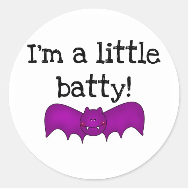 A Little Batty Halloween T-shirts and Gifts Classic Round Sticker (Front)