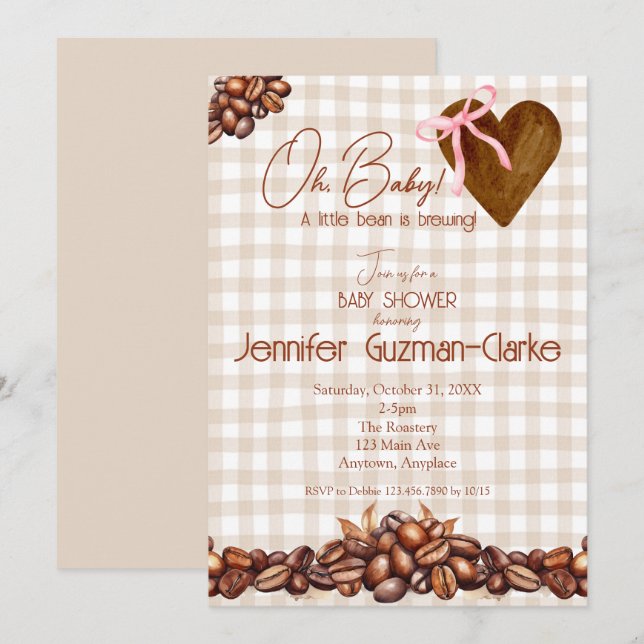 A Little Bean is Brewing Baby Shower Invitation (Front/Back)