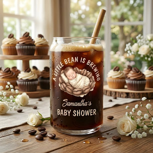 A Little Bean Is Brewing Coffee Baby Shower Favour Can Glass