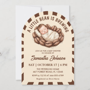A Little Bean Is Brewing Coffee Baby Shower Invitation