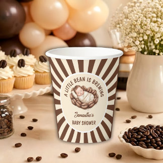 A Little Bean Is Brewing Coffee Baby Shower Paper Cups