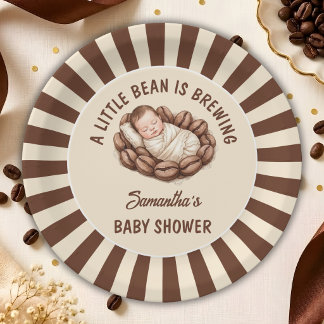 A Little Bean Is Brewing Coffee Baby Shower Paper Plate
