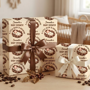 A Little Bean Is Brewing Coffee Baby Shower Wrapping Paper