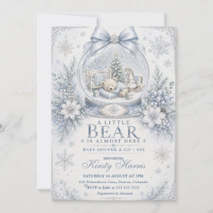 A Little Bear Is Almost Here Winter Baby Shower Invitation