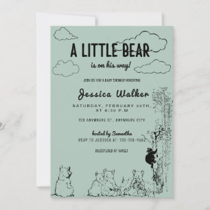 A Little Bear Is On His Way Baby Shower Invitation