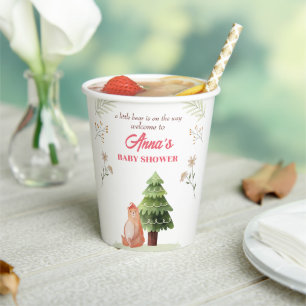 A Little Bear Is On The Way Christmas Baby Shower Paper Cups