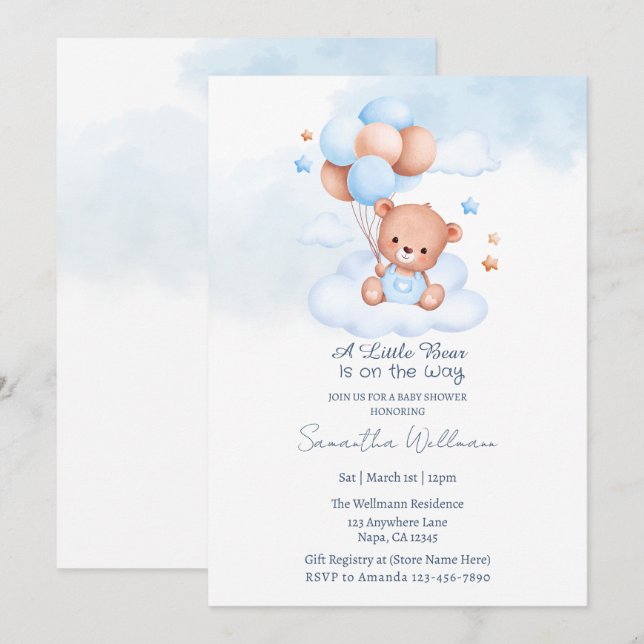A Little Bear Is on the Way Customizable Template  (Front/Back)