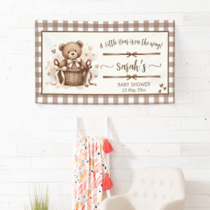 A Little Bear Is On The Way Neutral Coffee Brown Banner