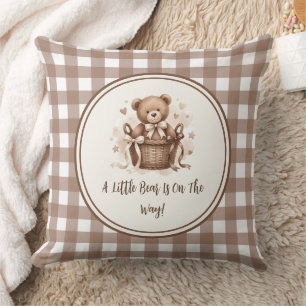 A Little Bear Is On The Way Neutral Coffee Brown Cushion