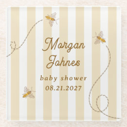 A Little Bee Baby Shower Glass Coaster