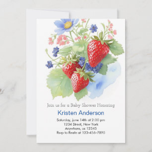 A Little Berry Watercolor Fantasy Boy Baby Shower Invitation