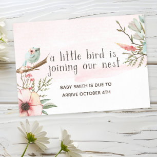 "A Little Bird is Joining Our Nest" Pregnancy  Invitation