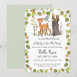A Little Bird Told Me  Baby Shower Invitation