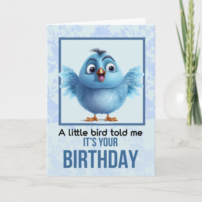 A Little Bird Told me it's your Birthday  Thank You Card (Front)