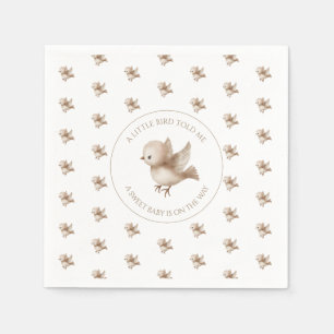 A Little Bird Told Me Neutral Cute Baby Shower Napkin