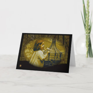 A Little Bird Told Me Vintage Greeting Card