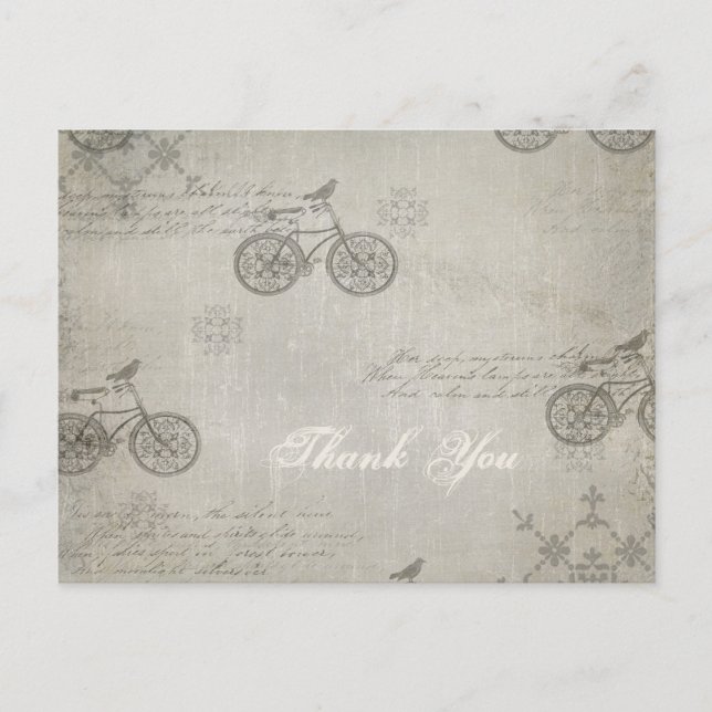 A Little Birdie Told Me So Bicycle Thank you Postcard (Front)