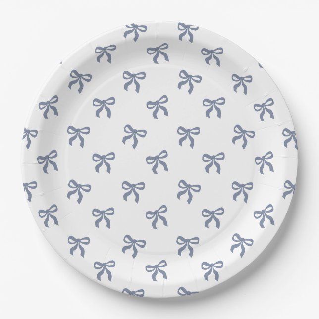 A Little Blue Jean Baby Blue Coquette Bow Paper Plate (Front)
