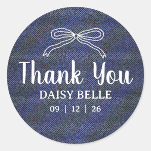 A Little Blue Jean Baby Denim Boy Baby Shower  Classic Round Sticker