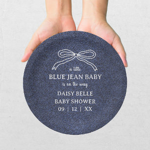 A Little Blue Jean Baby Denim Boy Baby Shower Paper Plate