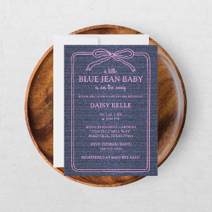 A Little Blue Jean Baby Denim Girl Baby Shower Announcement