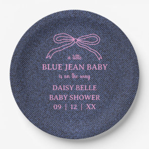 A Little Blue Jean Baby Denim Girl Baby Shower  Paper Plate