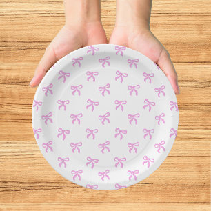 A Little Blue Jean Baby Pink Coquette Bow Paper Plate