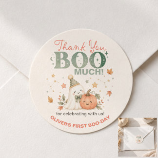 A Little Boo 1st Birthday Classic Round Sticker