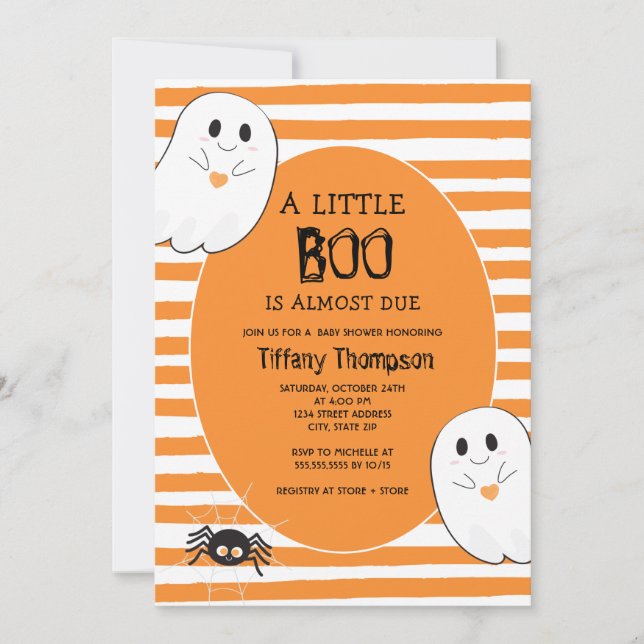 A Little Boo Almost Due Halloween Baby Shower Invitation (Front)
